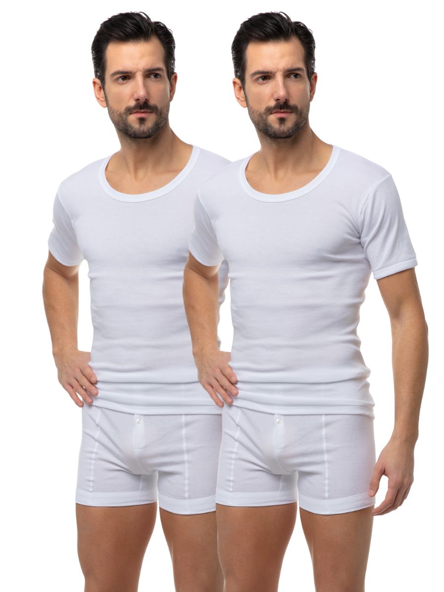 Κοντομάνικες Φανέλες Με Ανοιχτή Λαιμόκοψη Minerva 2 Pack Λευκό 17002