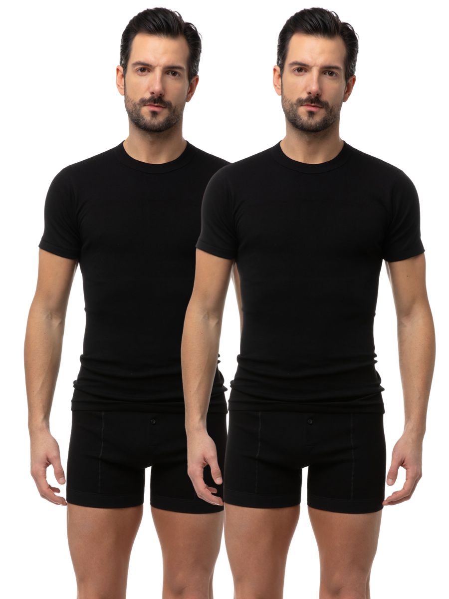 Ανδρικές Κοντομάνικες Φανέλες Minerva 2 Pack Μαύρο 18112