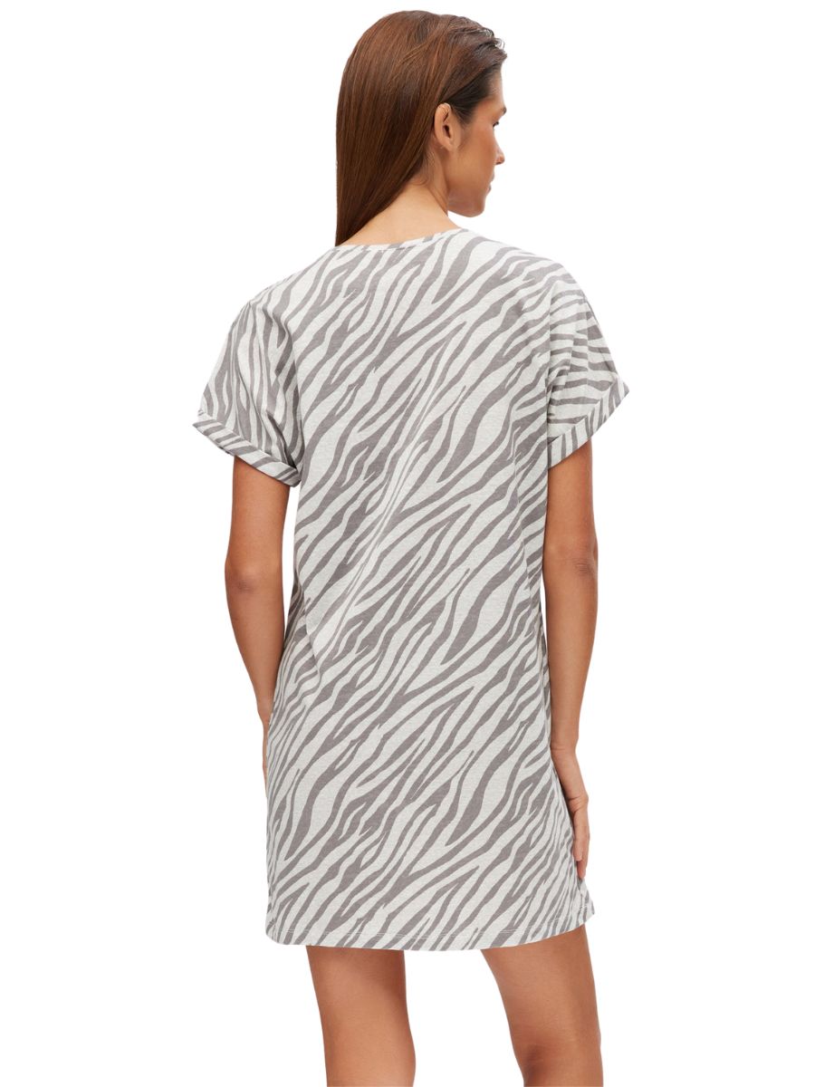 Κοντομάνικες Νυχτικιές Minerva Zebra Γκρι 53116-284