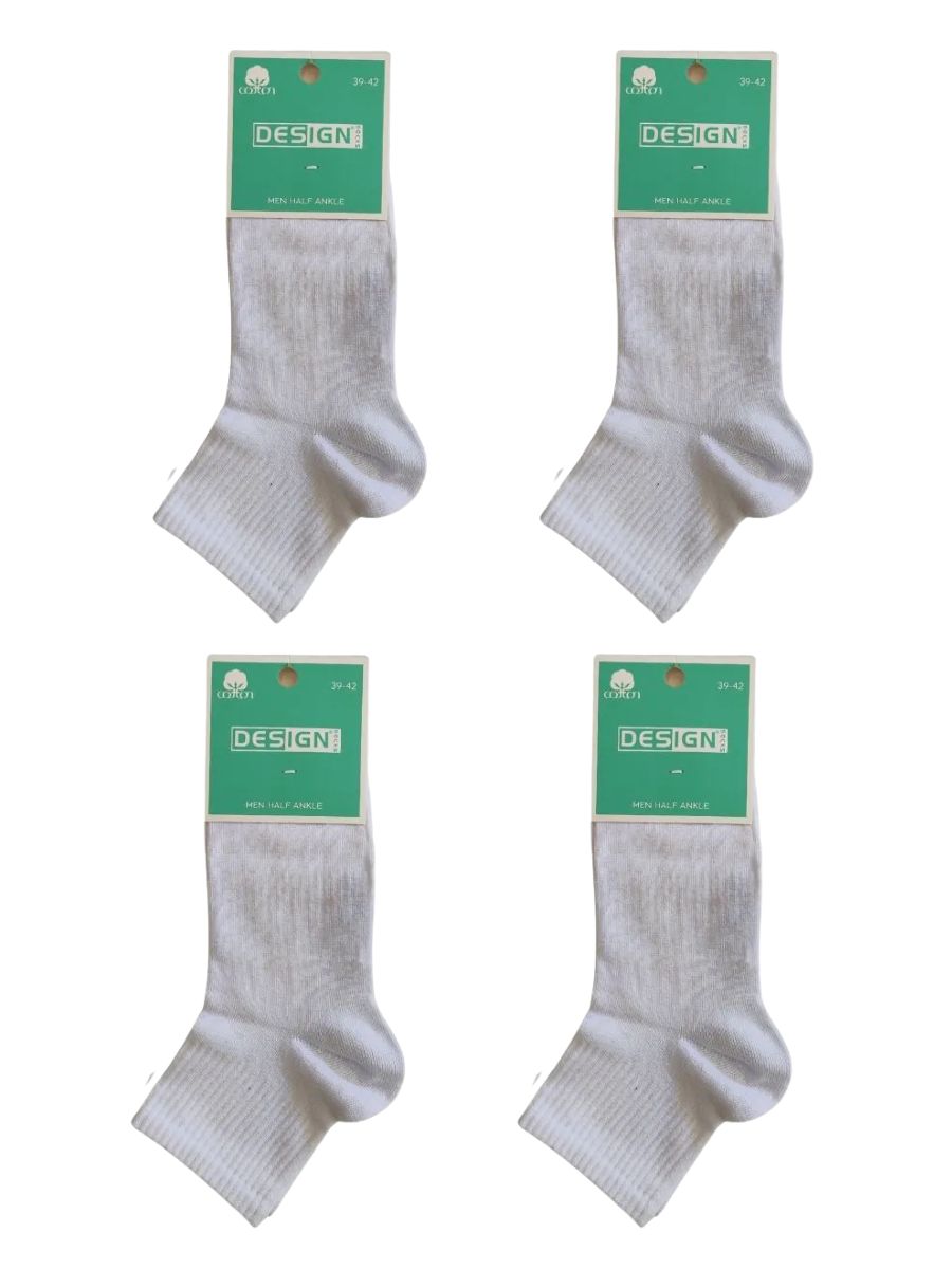 Ανδρικές Ημίκοντες Κάλτσες Λεπτές Σετ 4 Ζευγάρια Design Λευκό D-3881