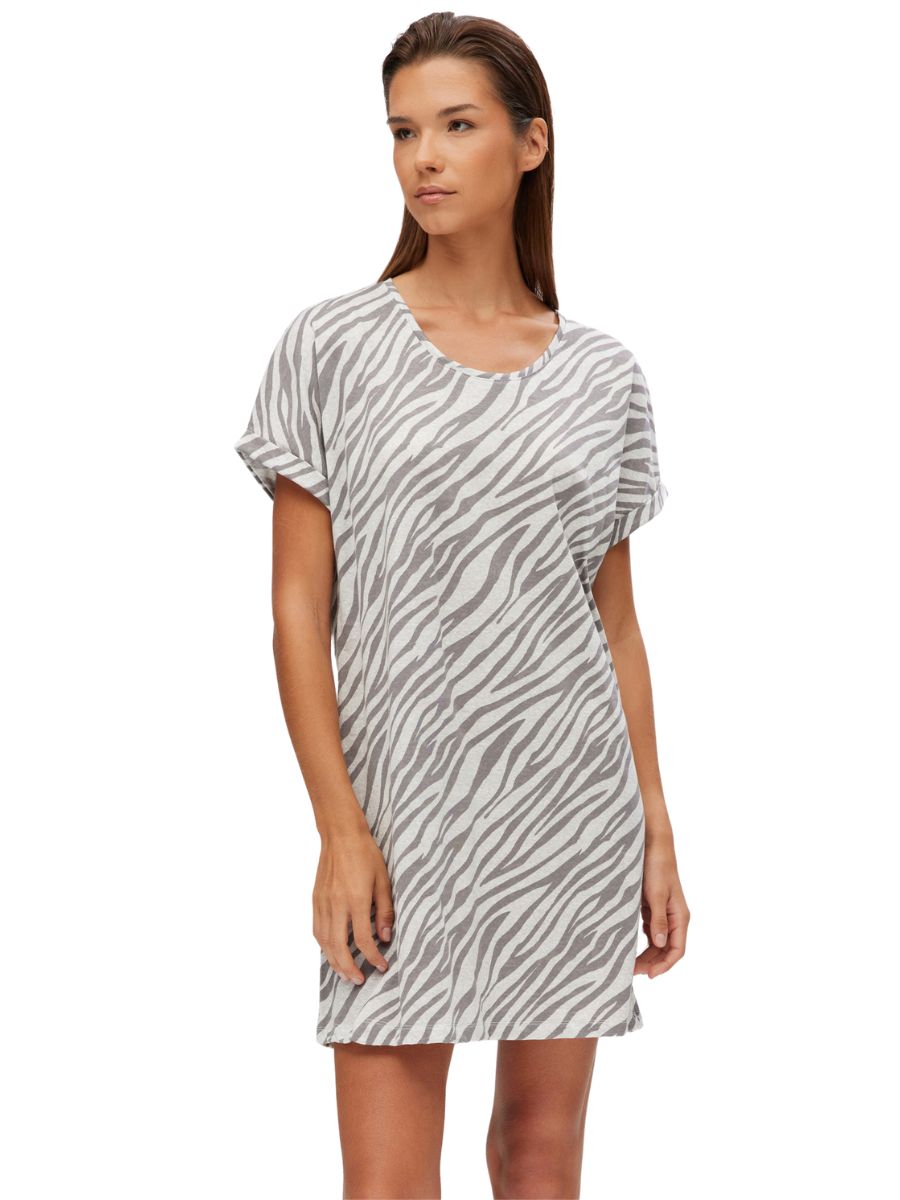 Κοντομάνικες Νυχτικιές Minerva Zebra Γκρι 53116-284