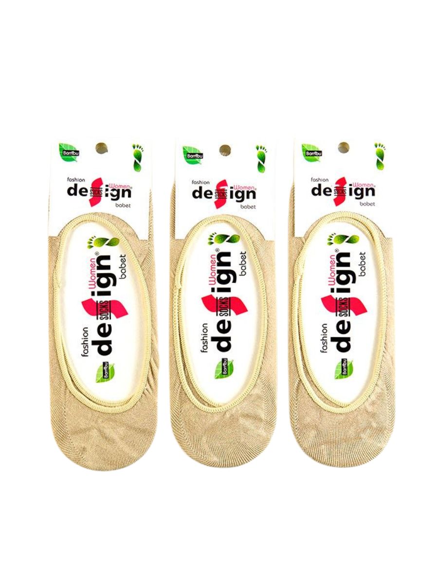 Χαμηλές Γυναικείες Κάλτσες Design Σετ 3 Ζευγάρια Μπεζ D-2525