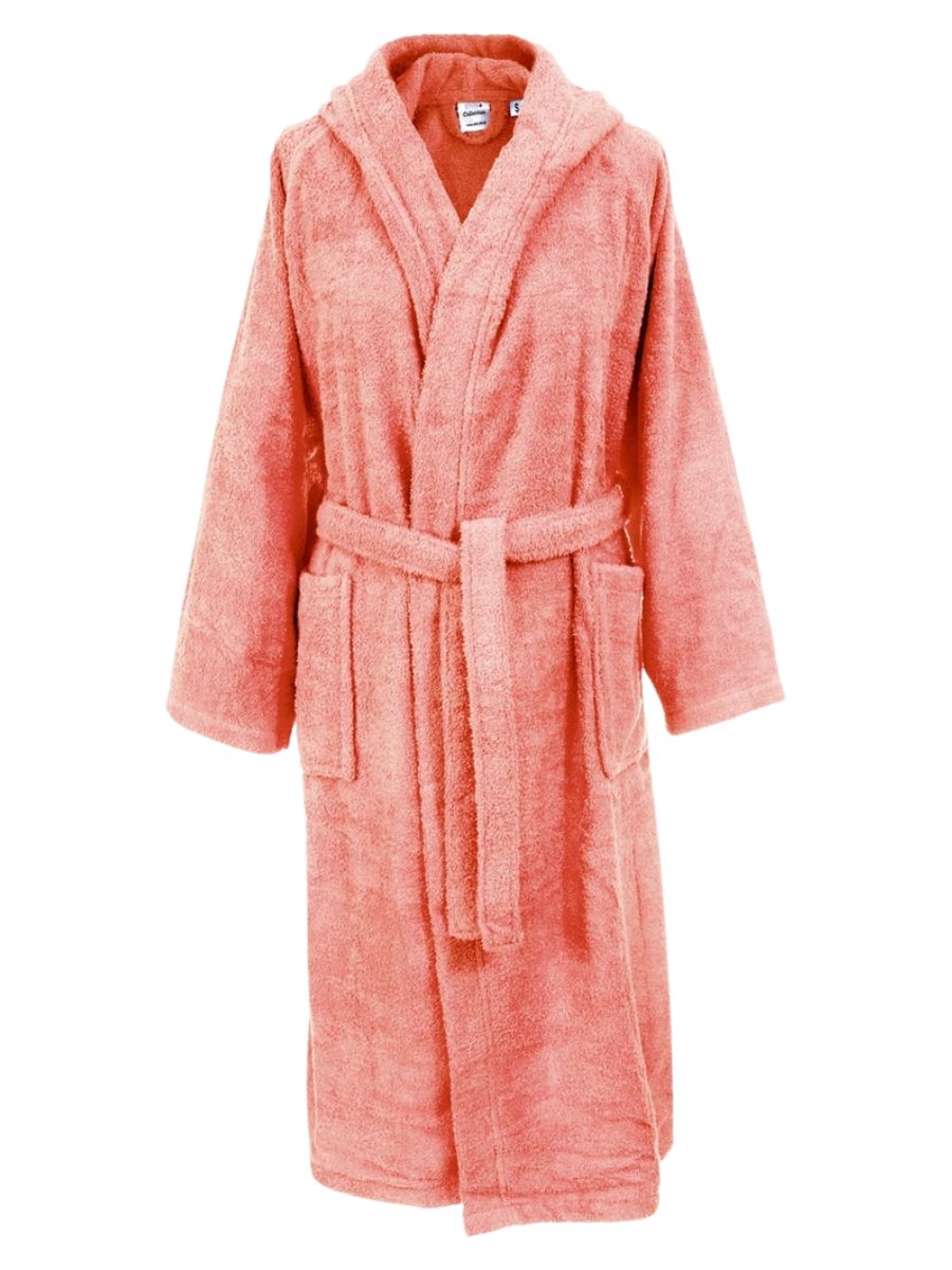 Μπουρνούζι Με Κουκούλα 100% Βαμβάκι Dimcol Κοραλλί 3010