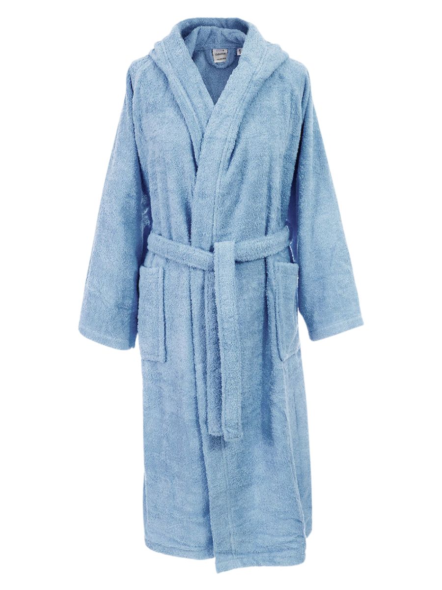 100% Βαμβακερό Μπουρνούζι Με Κουκούλα Dimcol Γαλάζιο 3010