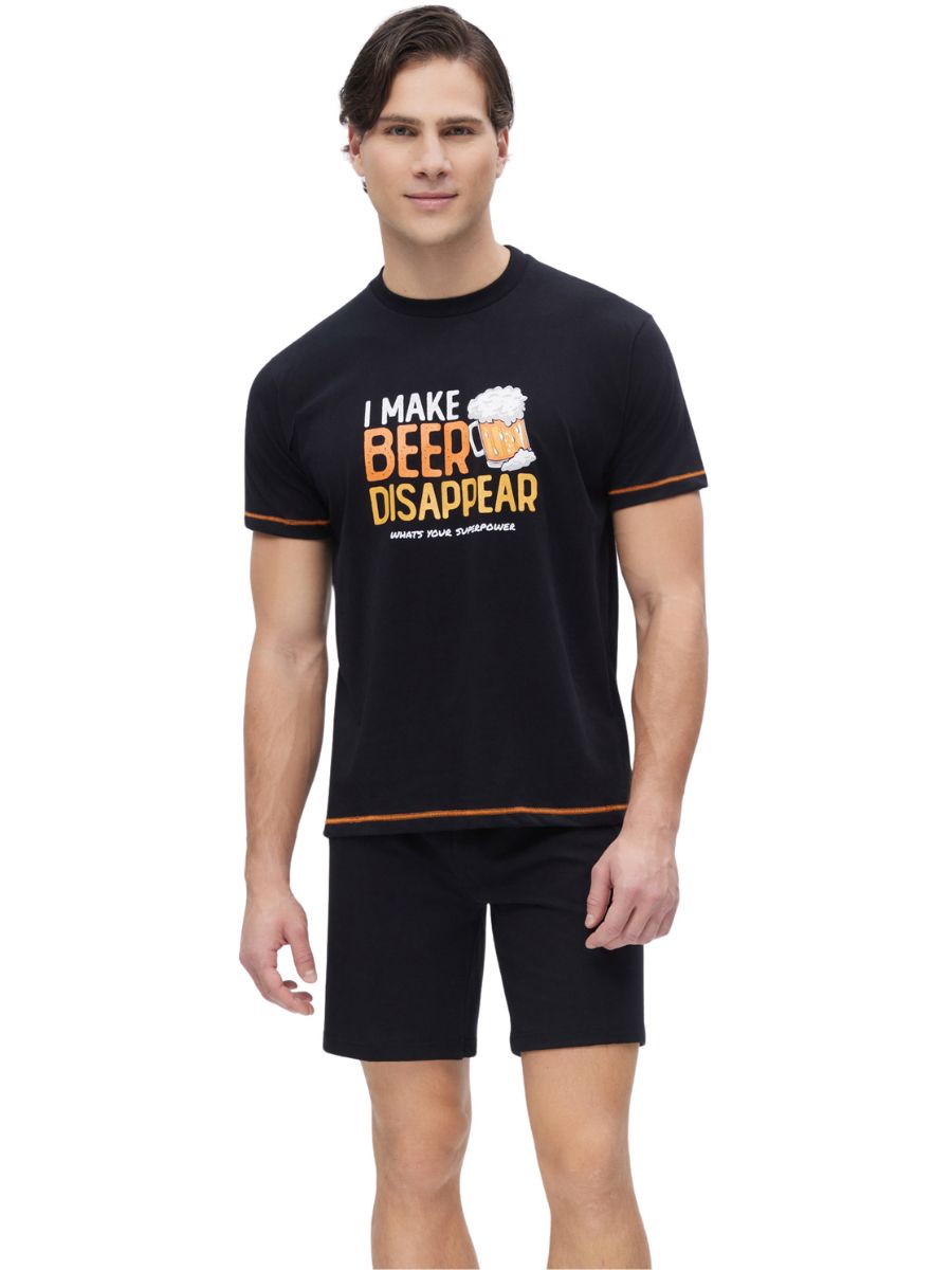 Καλοκαιρινές Πιτζάμες Minerva Beer Disappear Μαύρο 71241-045