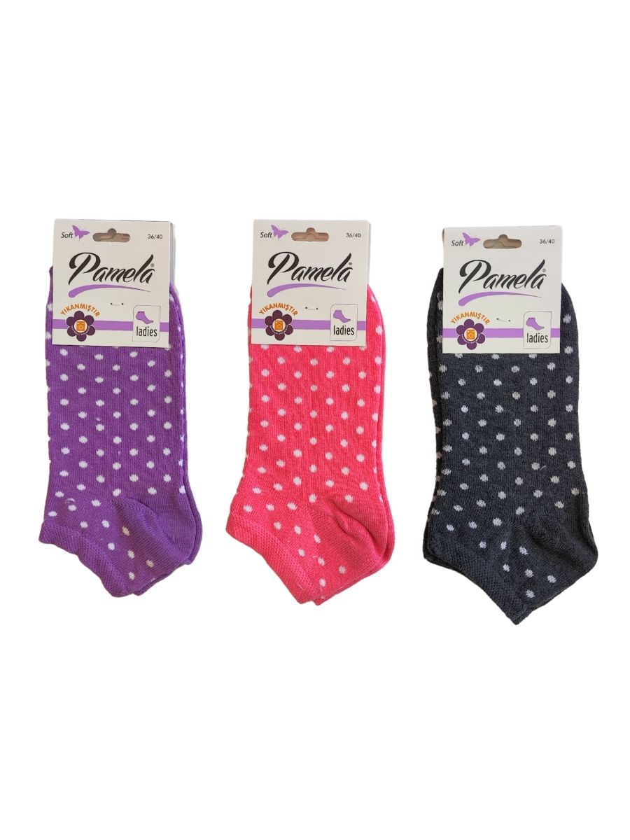 Κοντές Γυναικείες Κάλτσες Pamela Σετ 3 Ζευγάρια Multicolor P-2121