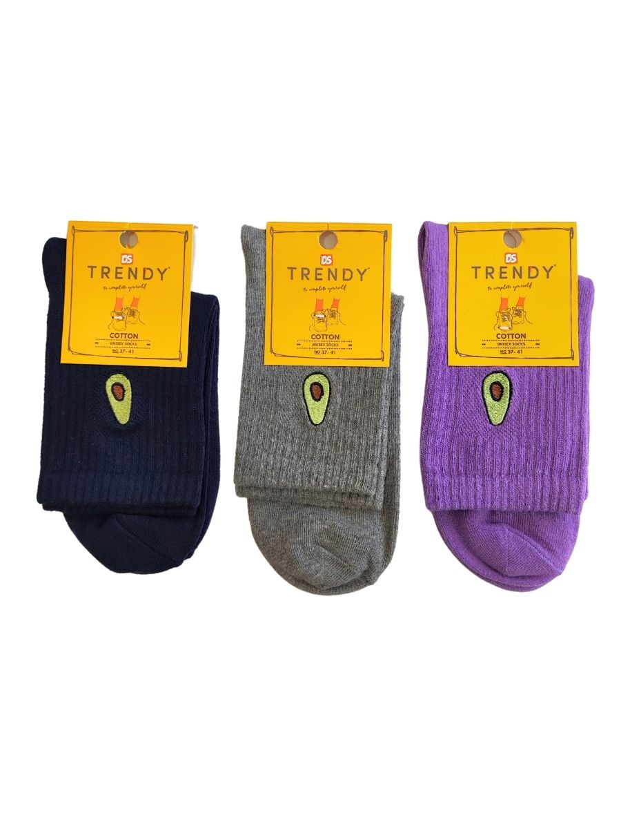 Ημίκοντες Κάλτσες Trendy Με Κέντημα Αβοκάντο (Σετ 3 τεμαχίων) 3921