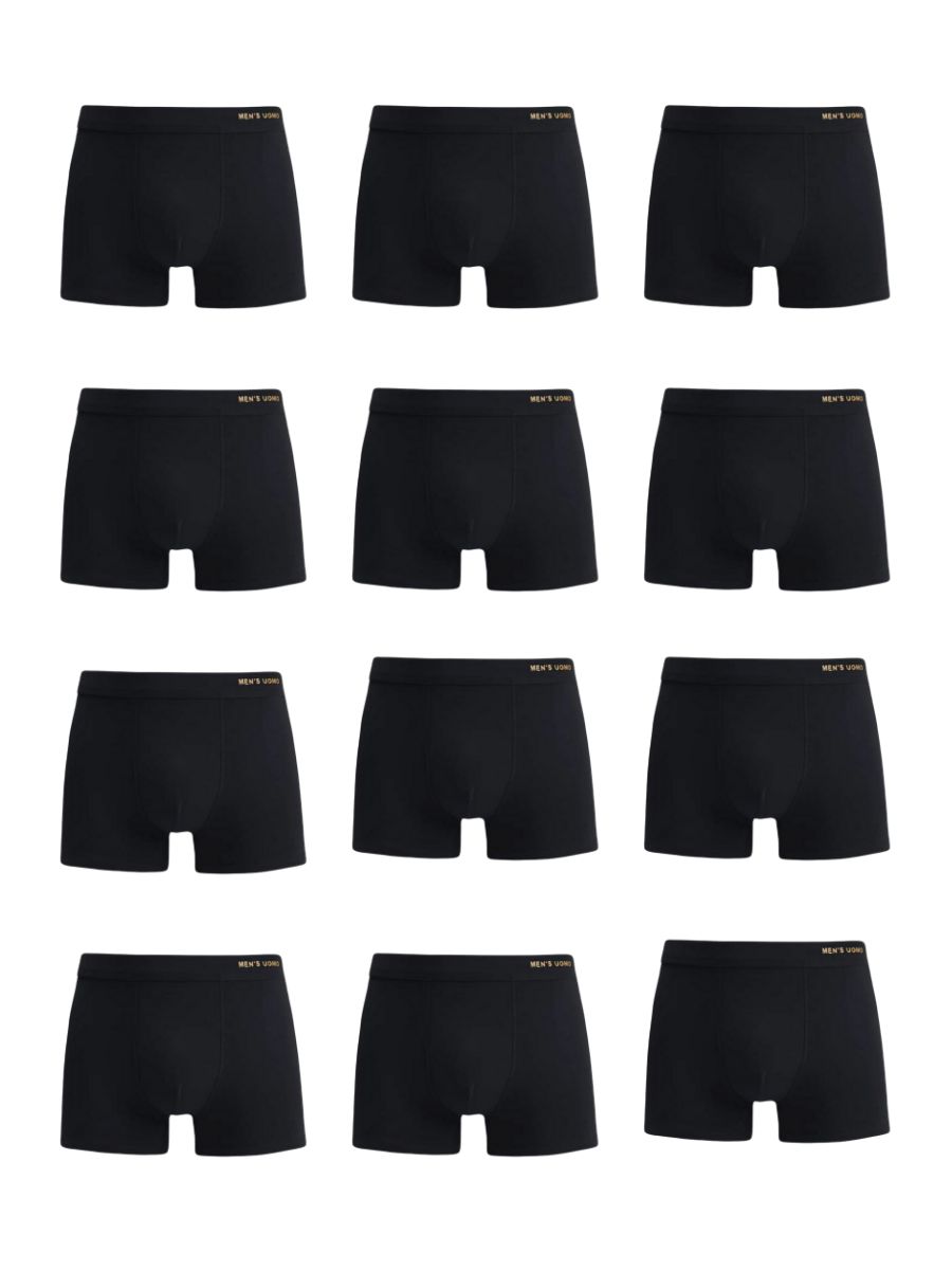 Πακέτο Ανδρικά Μποξεράκια Uomo 12 Τεμάχια Μαύρο 719-12