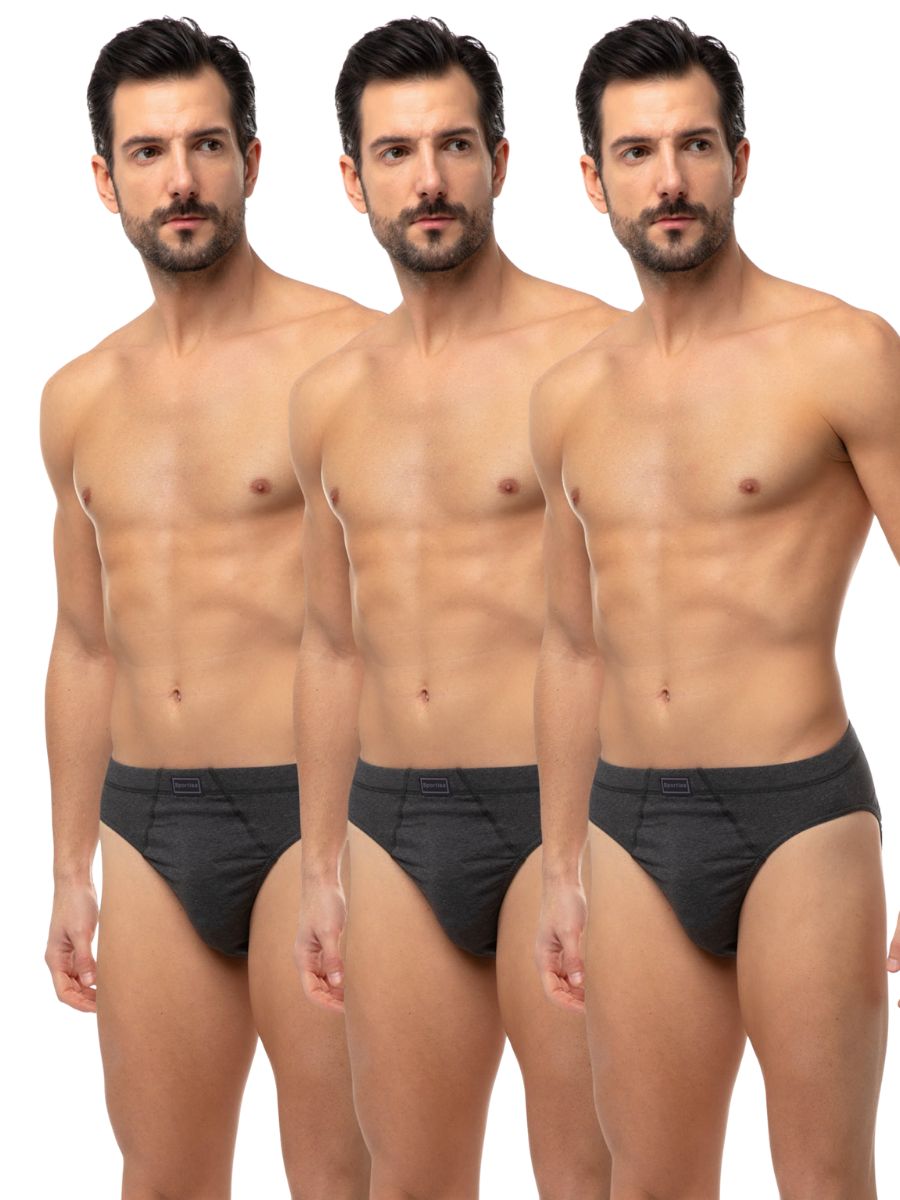 Ανδρικά Εσώρουχα Minerva Sporties Σετ 3 Τεμαχίων Ανθρακί 23027