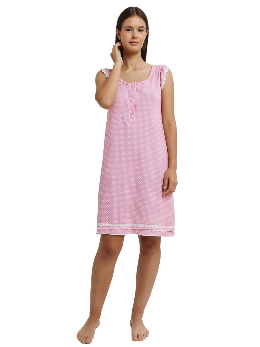 Giota Homewear Αμάνικο Νυχτικό με Δαντέλα 100% Βαμβακερό Ροζ 4550