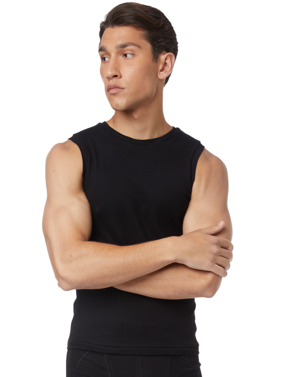 Αμάνικα Ανδρικά Φανελάκια Minerva Σετ 2 Τεμαχίων 11032 Μαύρο