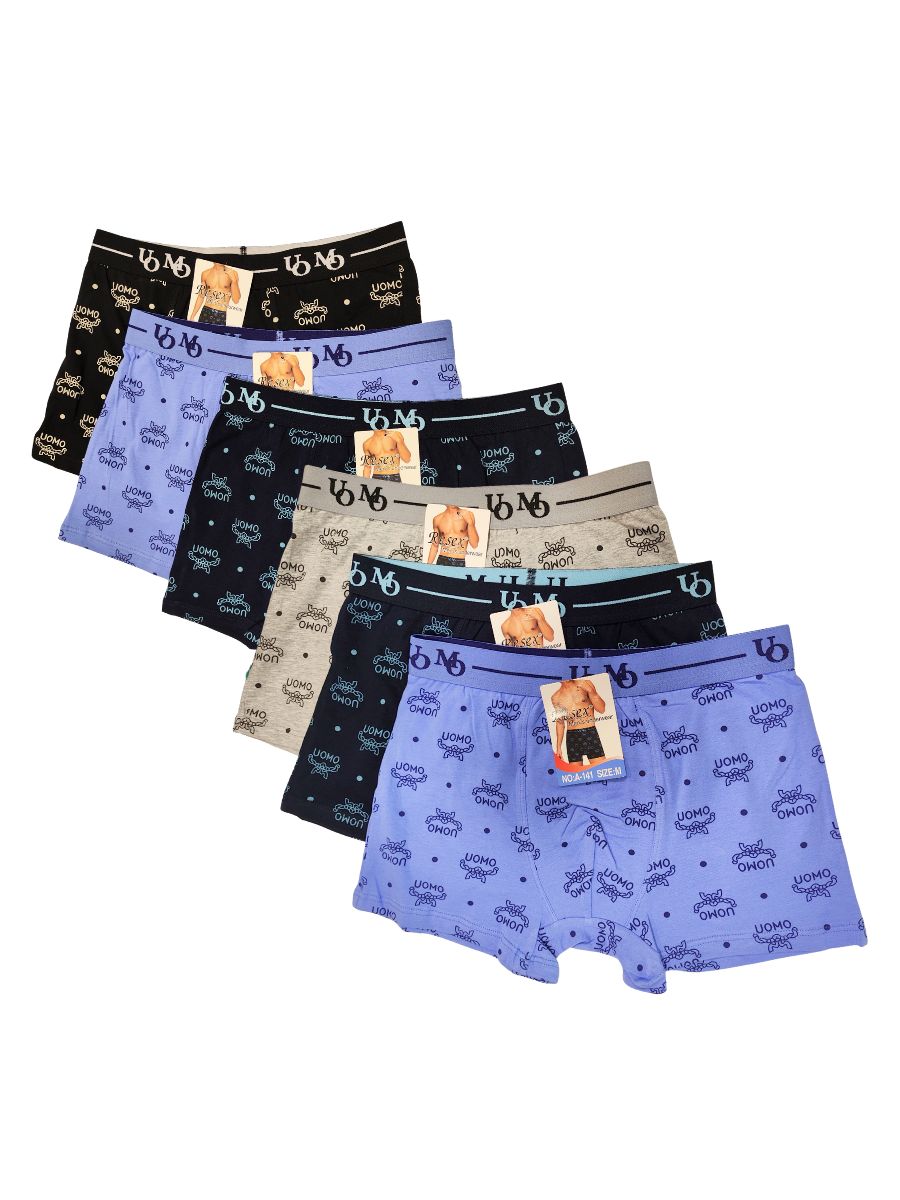 Boxer Ανδρικά UOMO 6 Τεμάχια Βαμβακερά Με Ελαστικότητα A-141
