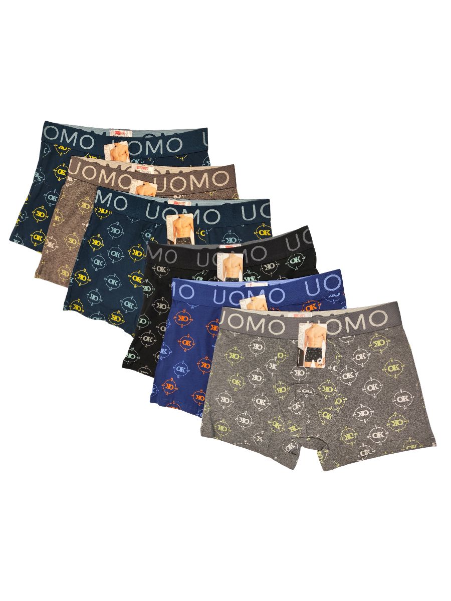Ανδρικά Μποξεράκια UOMO (6άδα)  Πολύχρωμα Με Εξωτερικό Λάστιχο 746
