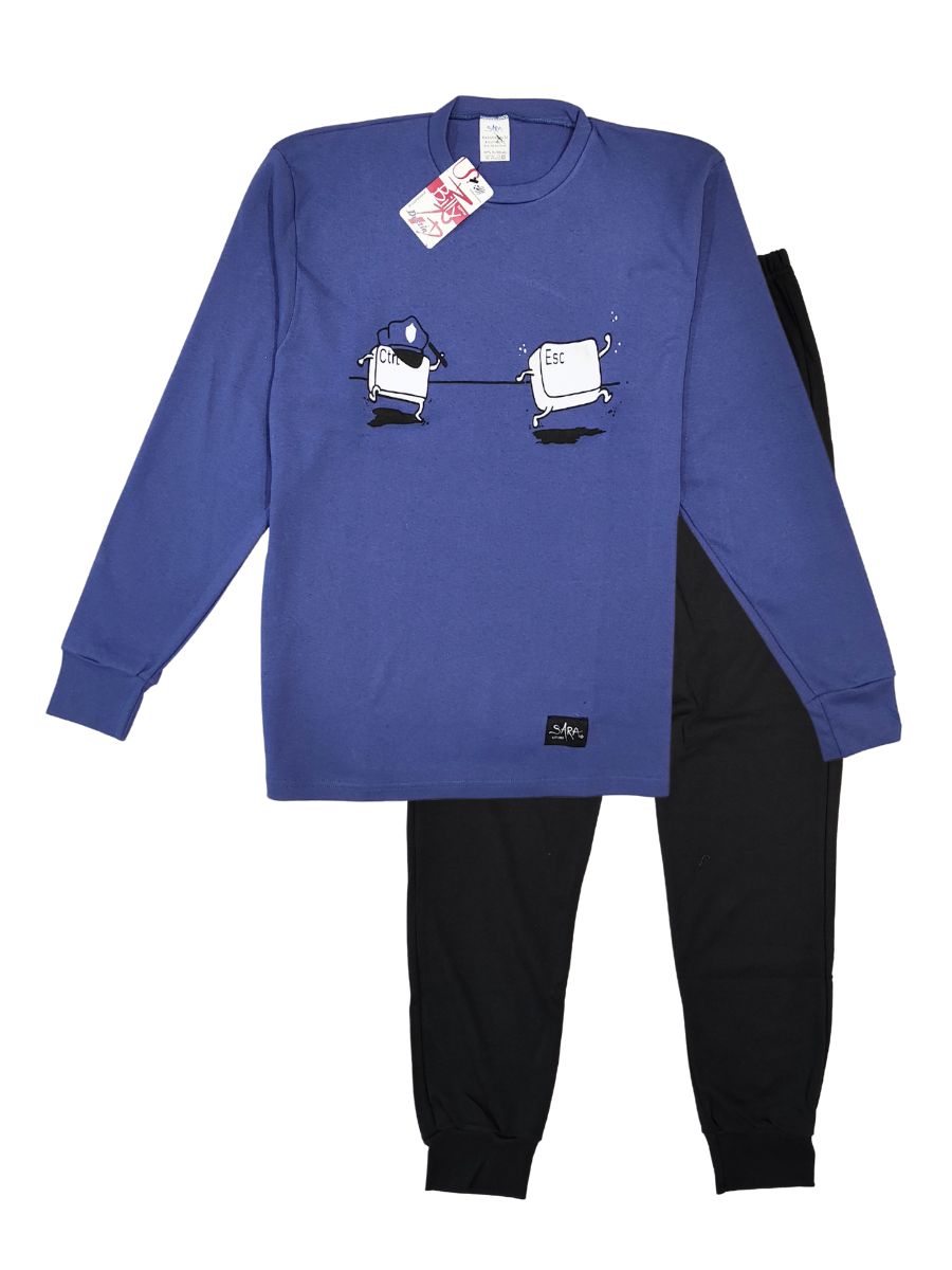 Ανδρική Πιτζάμα Sara 100% Βαμβάκι Ραφ 1234