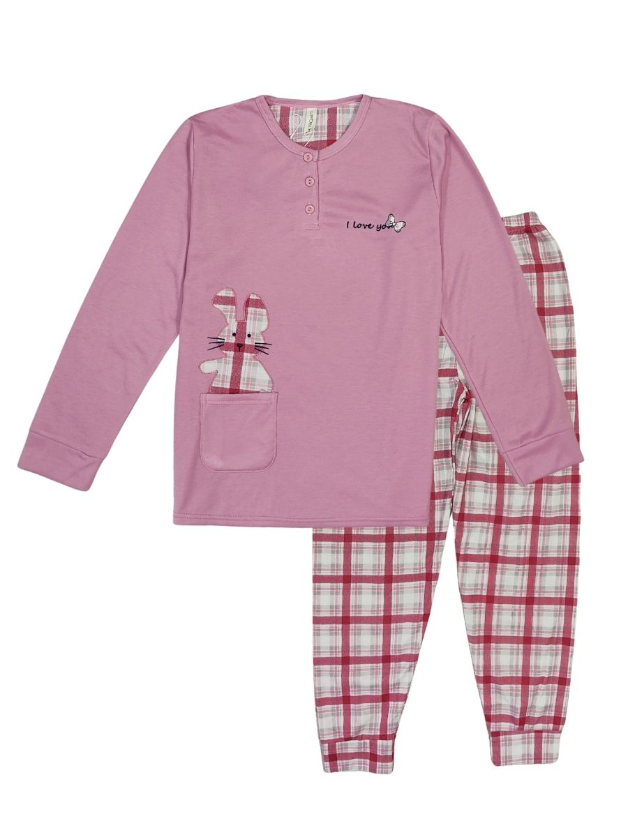Ροζ Γυναικείες Πιτζάμες Lovelx Με Καρό Παντελόνι F-5542