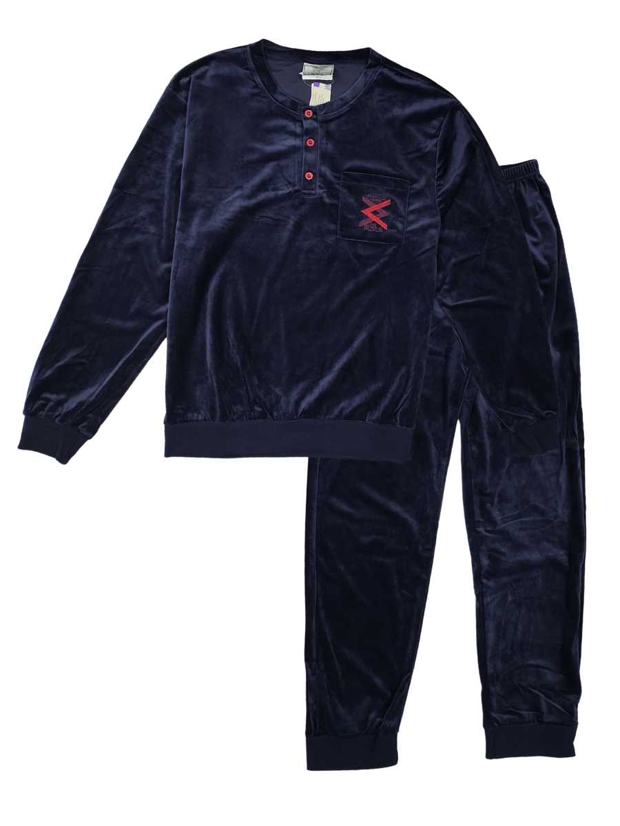 Ανδρικές Πιτζάμες Βελούδινες Mario Uomo Μπλε 25662