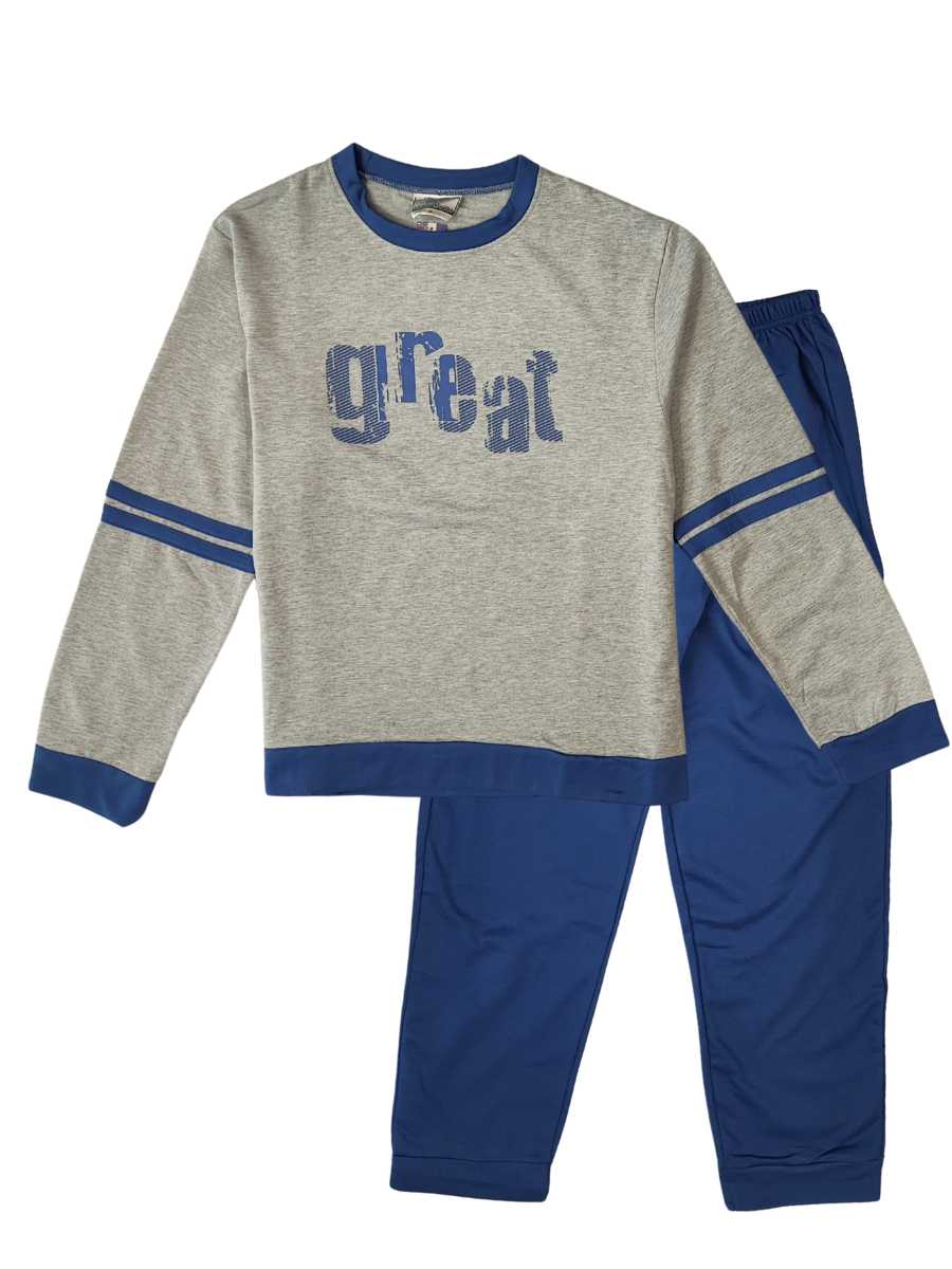 Mario Uomo Ανδρικές Πιτζάμες Φούτερ Γκρι-Ραφ 25633