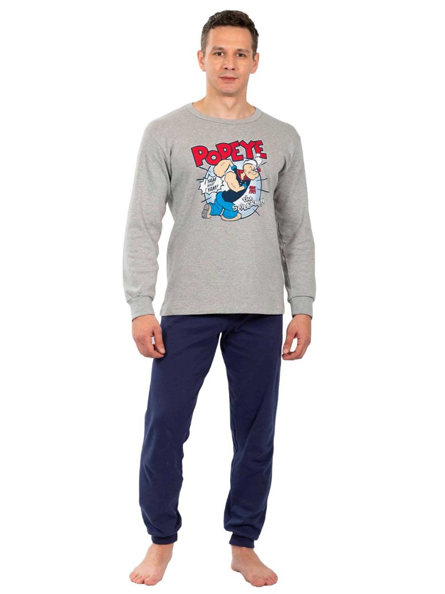 Ανδρικές Πιτζάμες Nina Club Ελληνικής Κατασκευής – Popeye Γκρι 704-26