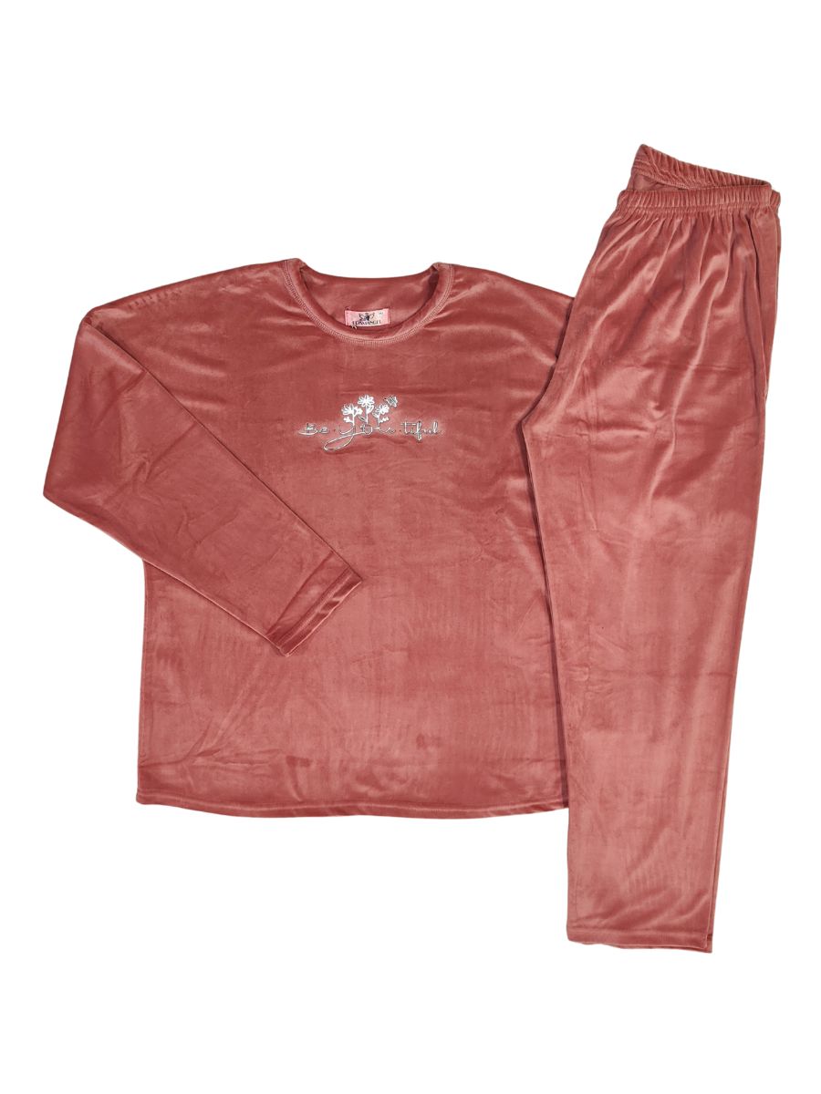 Γυναικείες Βελούδινες Πιτζάμες Pyjamangel Plus Size Σάπιο Μήλο 2931