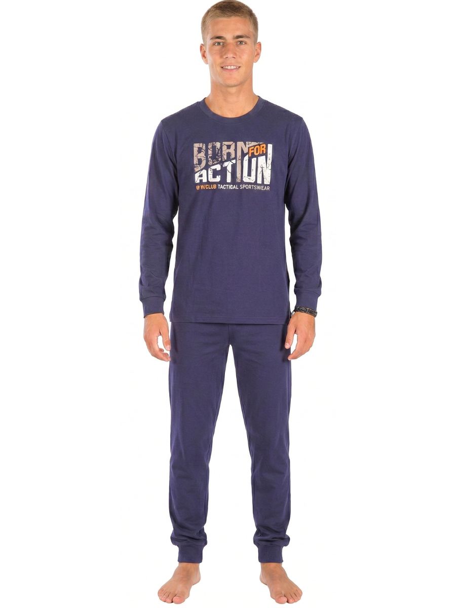 Ανδρική Πιτζάμα Nina Club “Born for Action” Μπλε – Βαμβακερή 591